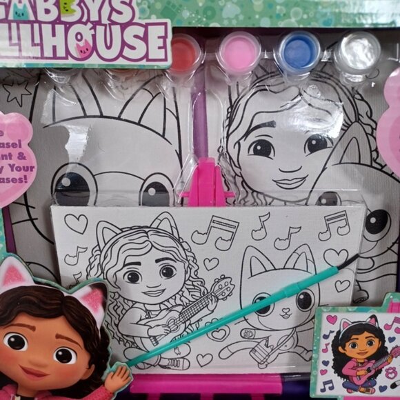 Paint Canvas Easel Paintbrush Set Gabby's Dollhouse Kids Fun Art Crafting Toy - Picture 5 of 7